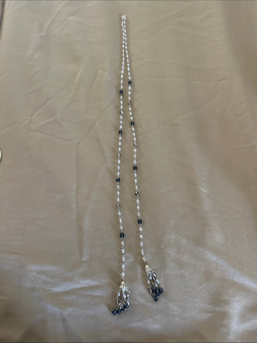 **BUNDLE 3 ITEMS FOR $10!!! Delicate Crystal and Black Bead Lariat Necklace